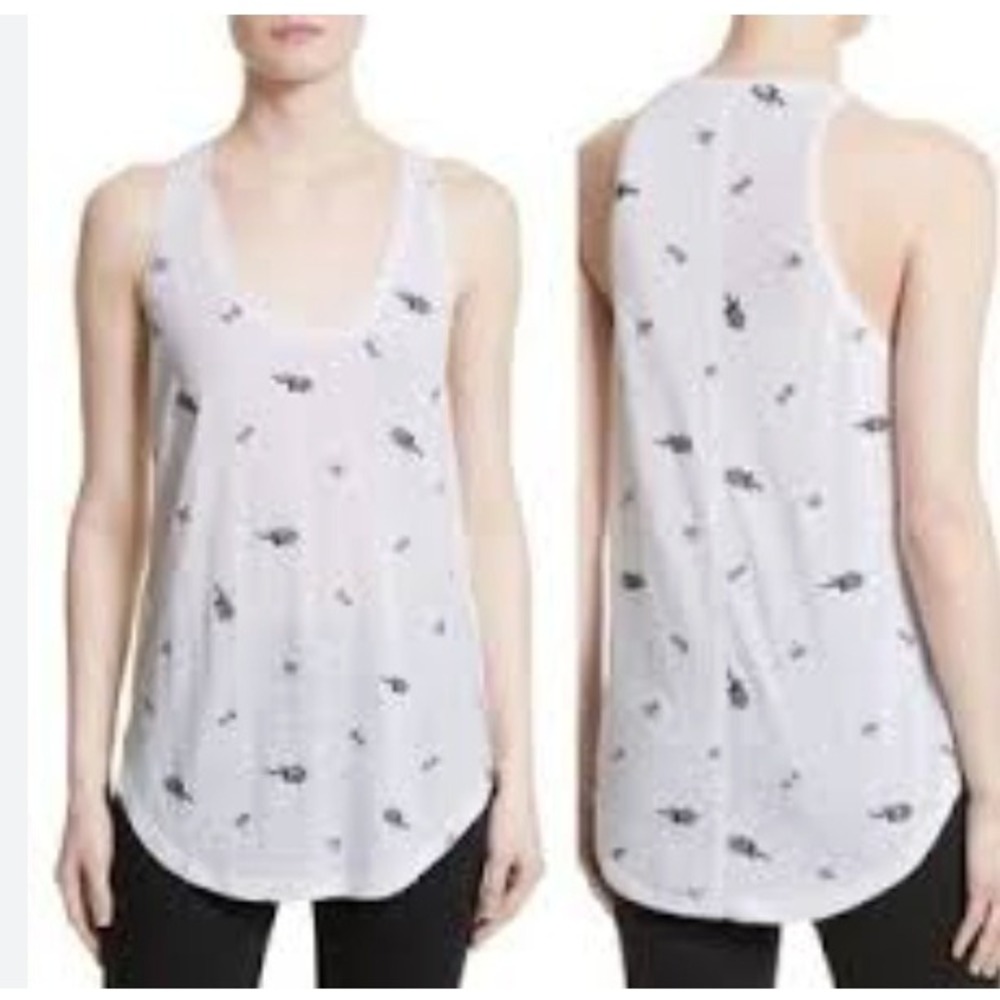 Rag Bone Jean White Camera Print Racerback‎ Tank Top Womens Size M